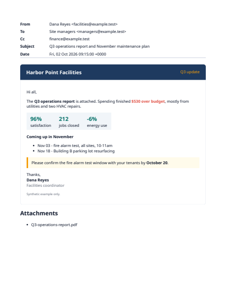 Actual generated output for email-to-pdf; see caption for view details